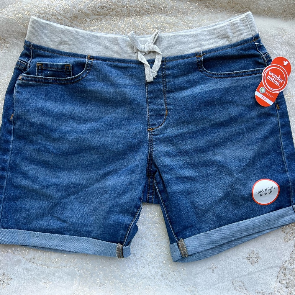 short jeans with gray waist size 16 ( M )